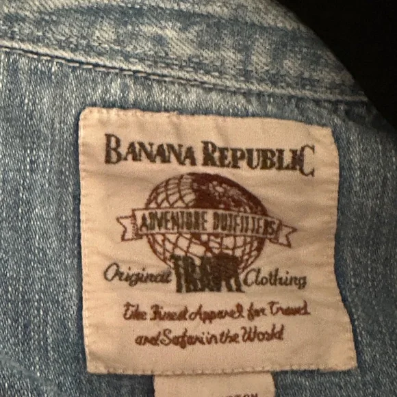 BANANA REPUBLIC 90s Globe Tag Long Sleeve Shirt XS Cotton vintage - Picture 3 of 9